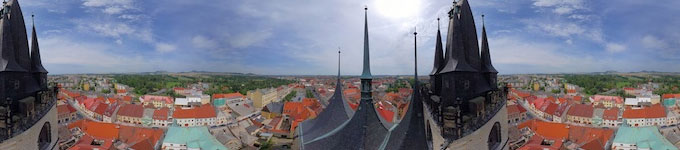 Chrám Svatého Mikuláše v Lounech, pohled z věže - virtuální prohlídka na serveru virtualtravel.cz